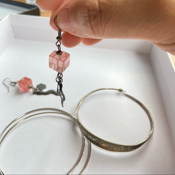 Earrings and bangles and rose quartz earrings - Picture 2 of 3